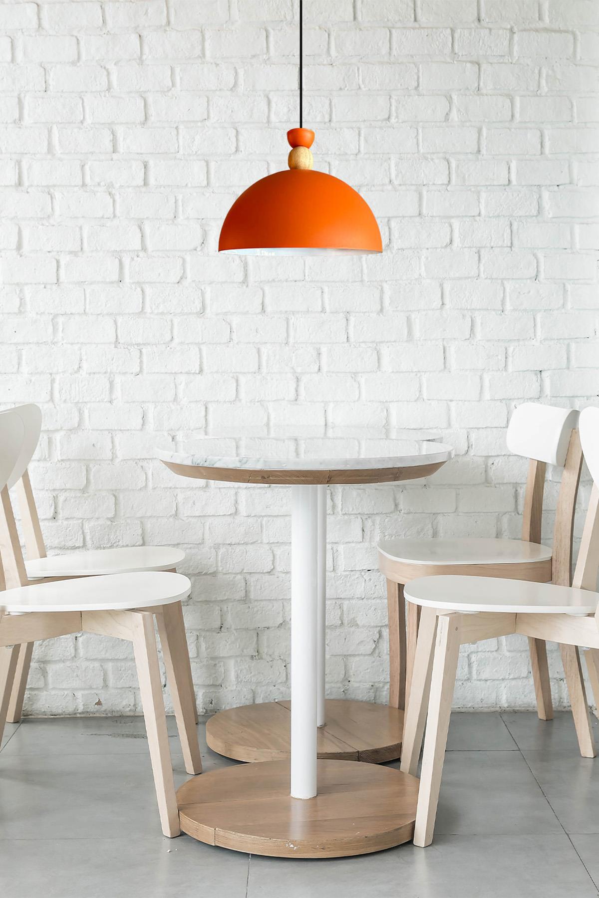 Yimpi Mat Turuncu Avize Tekli Sarkıt Salon Mutfak Kuaför Cafe Lamba Dekoratif Aydınlatma Pastane