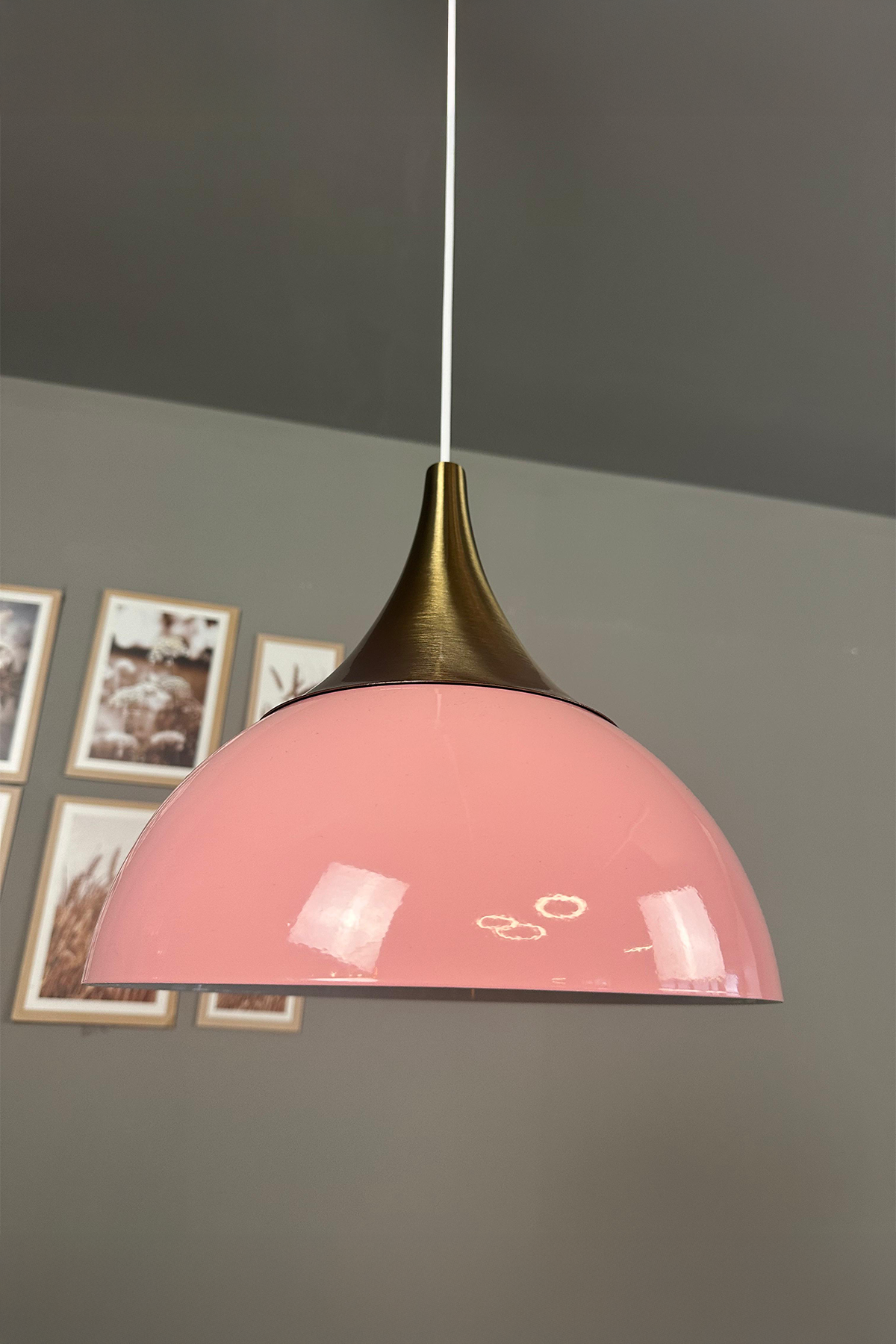 Yimpi Pembe Avize Tekli Sarkıt Eskitme Kubbe Başlık Salon Mutfak Kuaför Dekoratif Aydınlatma