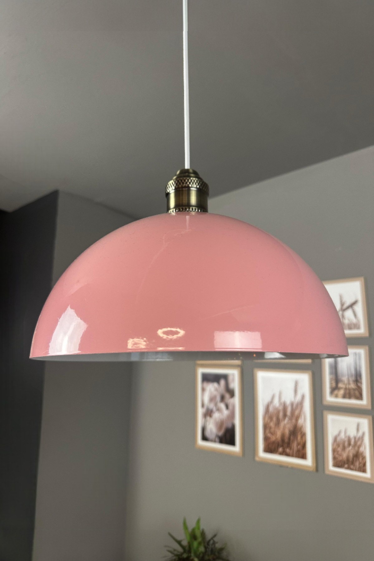 Yimpi Pembe Avize Tekli Sarkıt Eskitme Lale Başlık Salon Mutfak Kuaför Lamba Dekoratif Aydınlatma