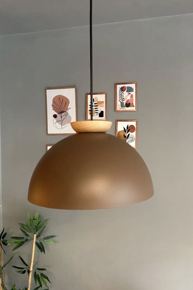Yimpi Sütlü Kahve Avize Ahşap Tekli Sarkıt Salon Kuaför Cafe Dekoratif Aydınlatma Pastane