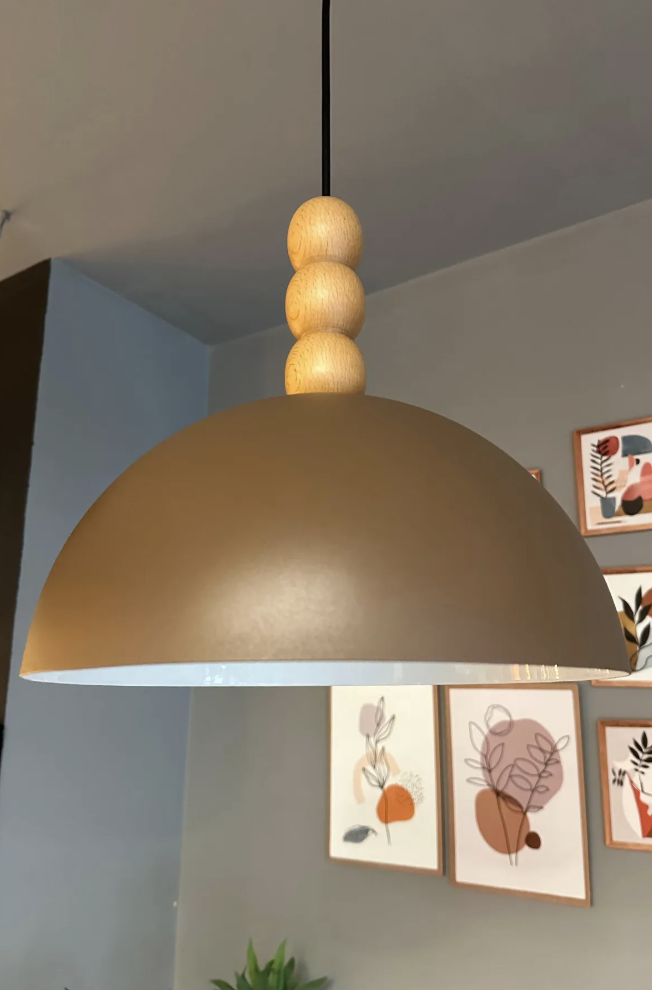 Yimpi Sütlü Kahve Avize Ahşap Üç Boncuk Tekli Sarkıt Salon Cafe Lamba Dekoratif Aydınlatma