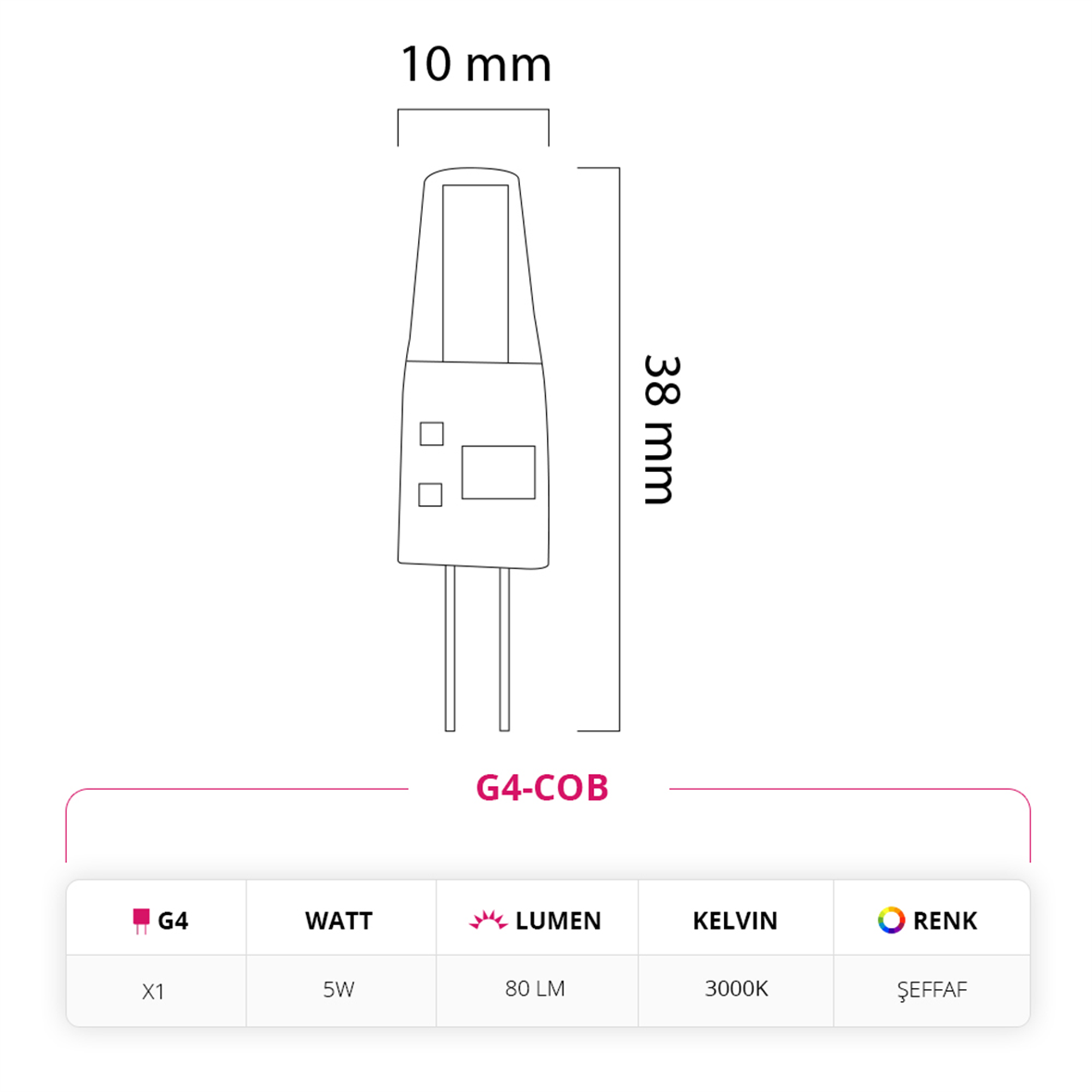 Led Lamp 5W 220V G4 Led Ampul G4-COB