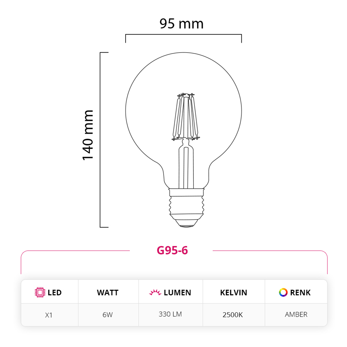 Led Lamp 6W 220V E27 Led Ampul G95-6