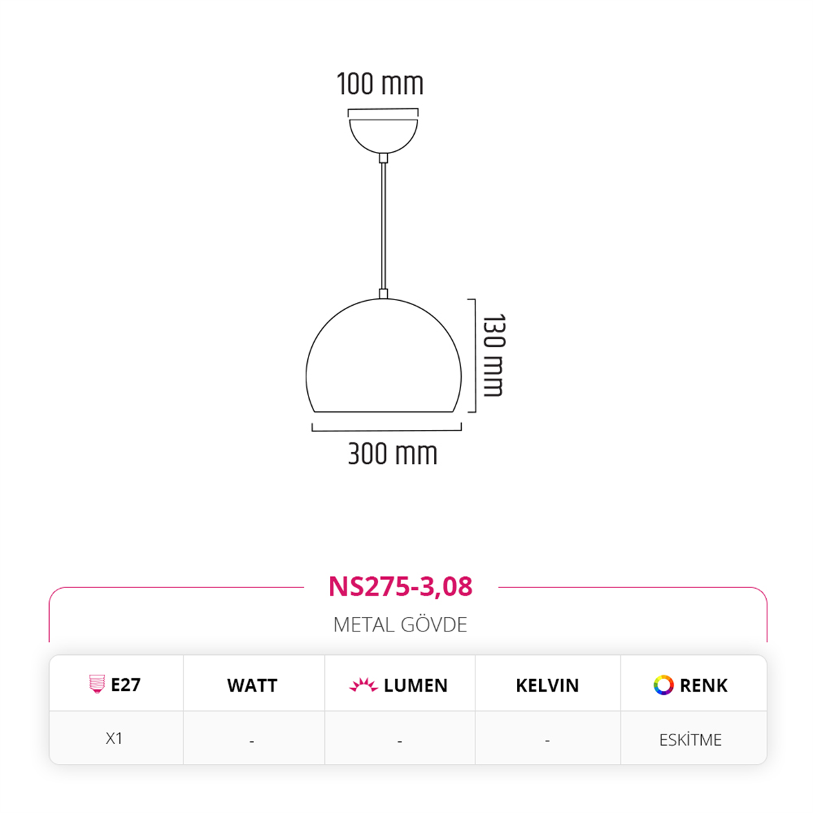 Nevo 30 cm Tekli Top Sarkıt Eskitme NS275-3