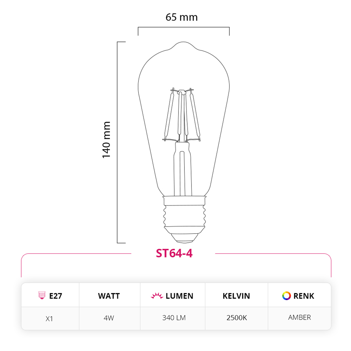 Nevo 4W Rustik Led Ampul ST64-4