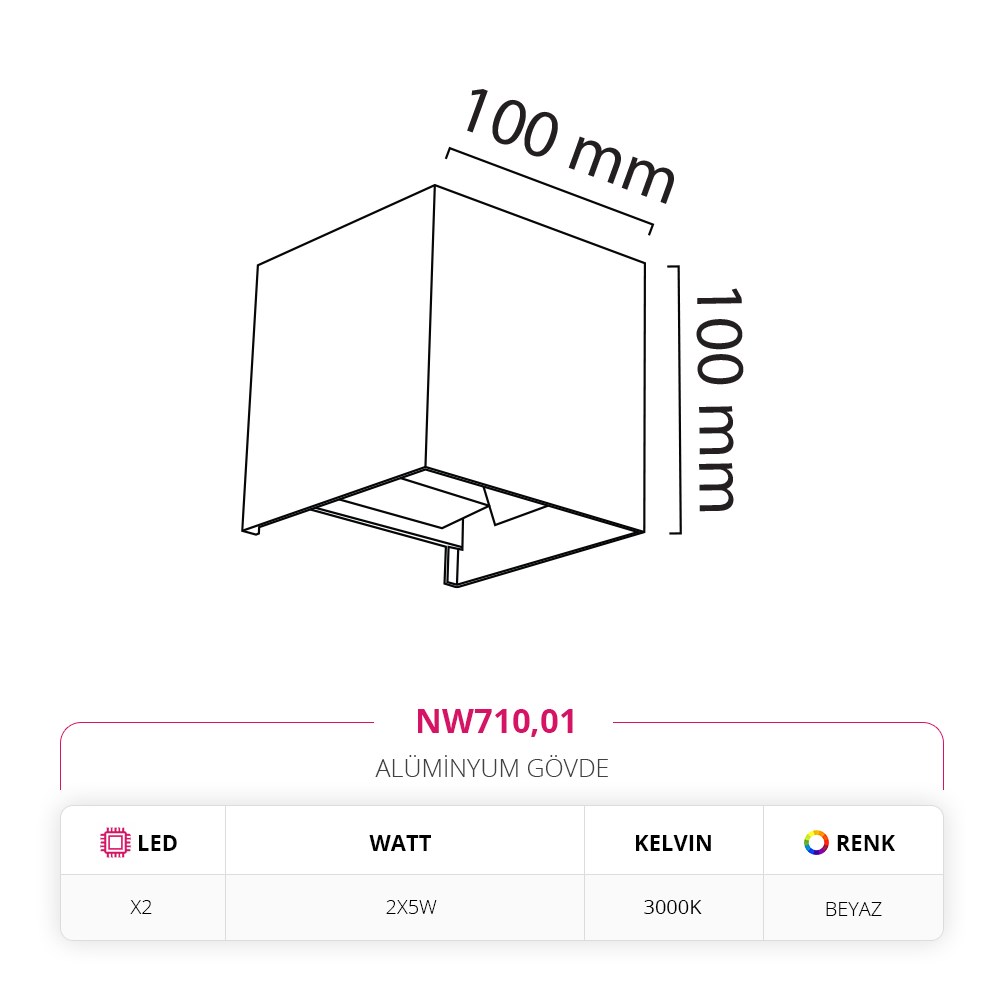 Nevo Çift Yönlü Dış Mekan Aplik Beyaz NW710