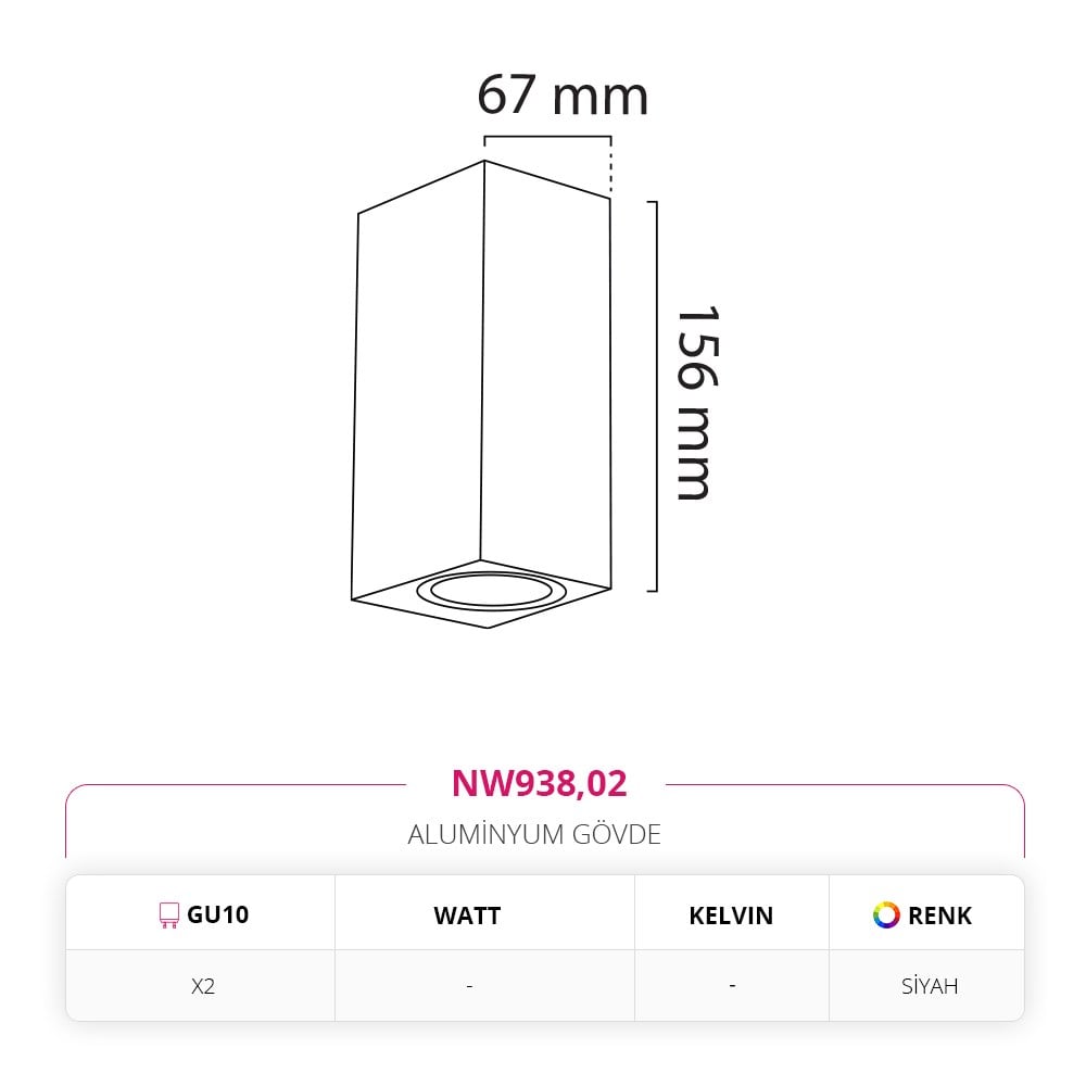 Nevo Çift Yönlü Dış Mekan Aplik Siyah NW938