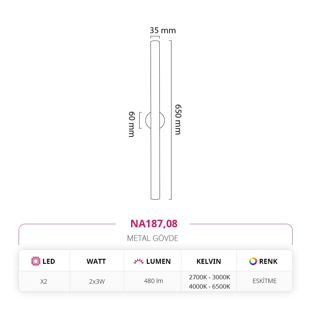 Nevo Çift Yönlü İç Mekan Aplik Eskitme NA187