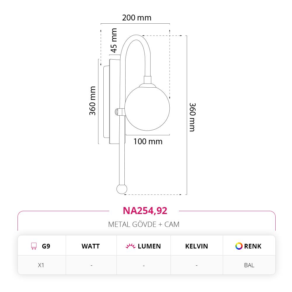 Nevo Dekoratif İç Mekan Aplik Bal NA254