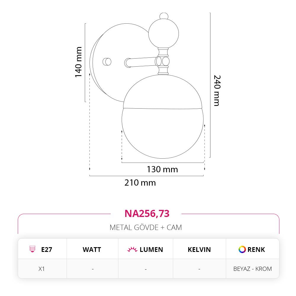 Nevo Dekoratif İç Mekan Aplik Beyaz Krom NA256