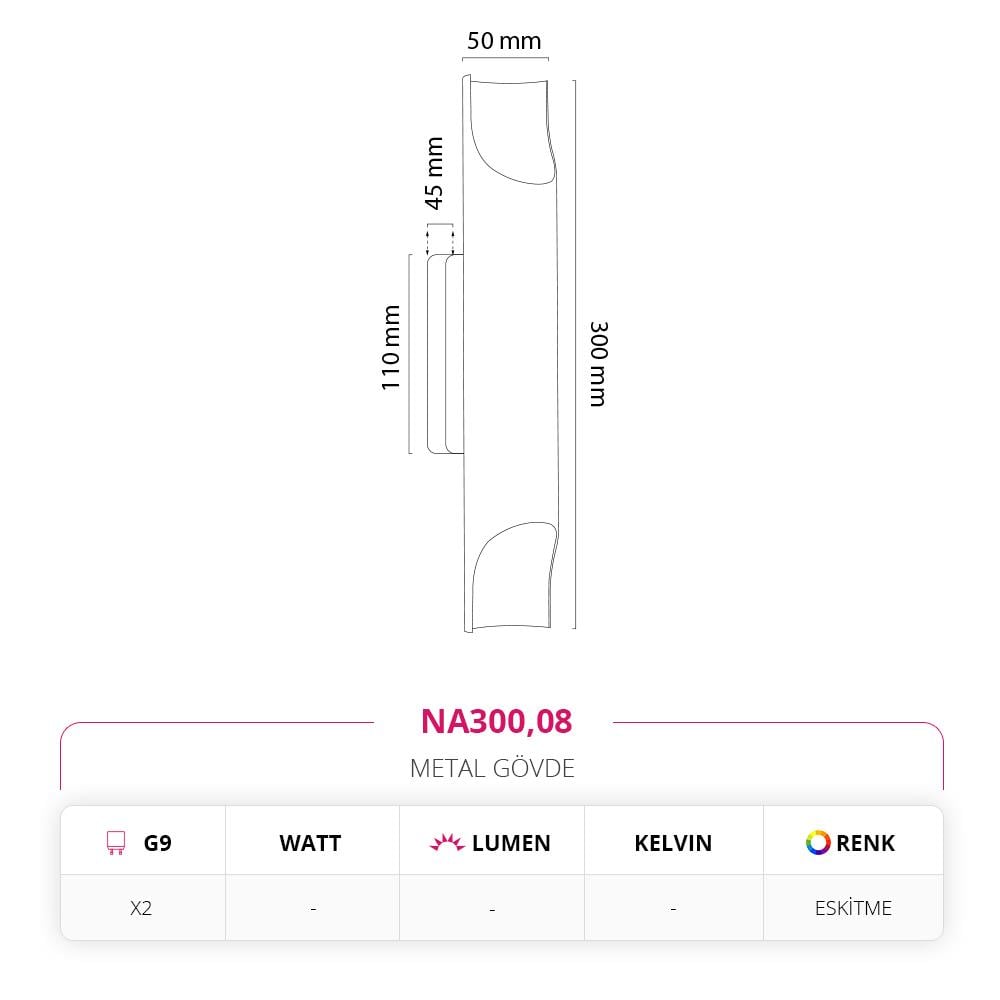 Nevo Dekoratif İç Mekan Aplik Eskitme NA300