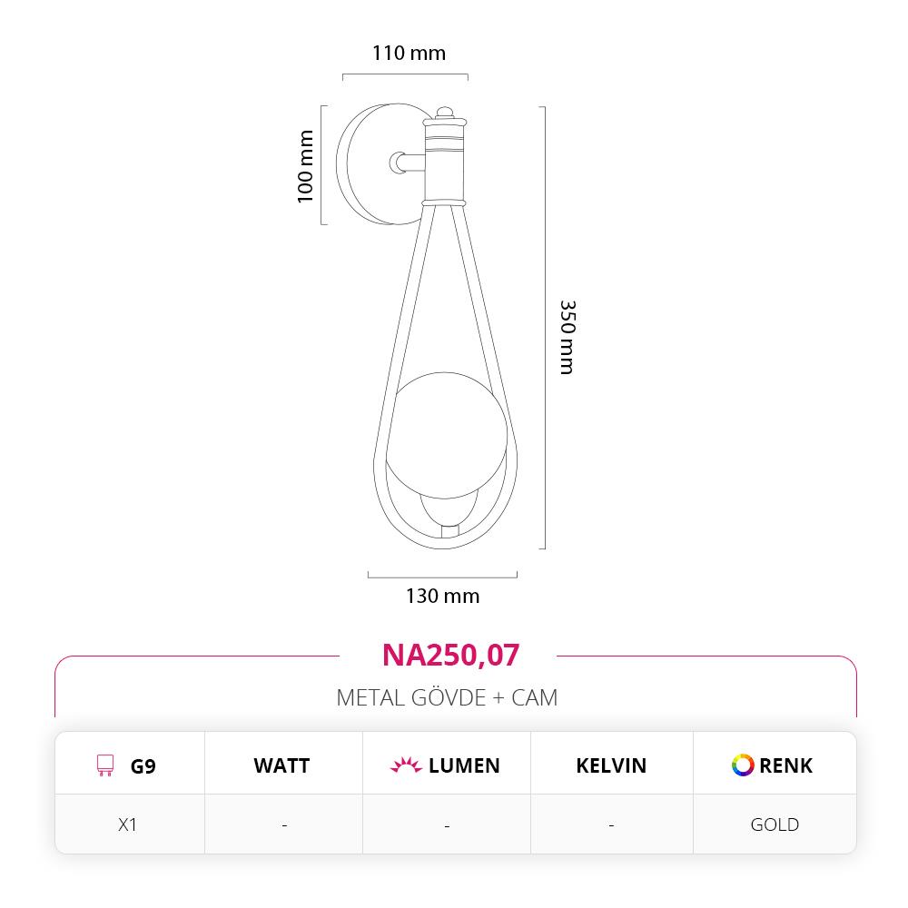 Nevo Dekoratif İç Mekan Aplik Gold NA250
