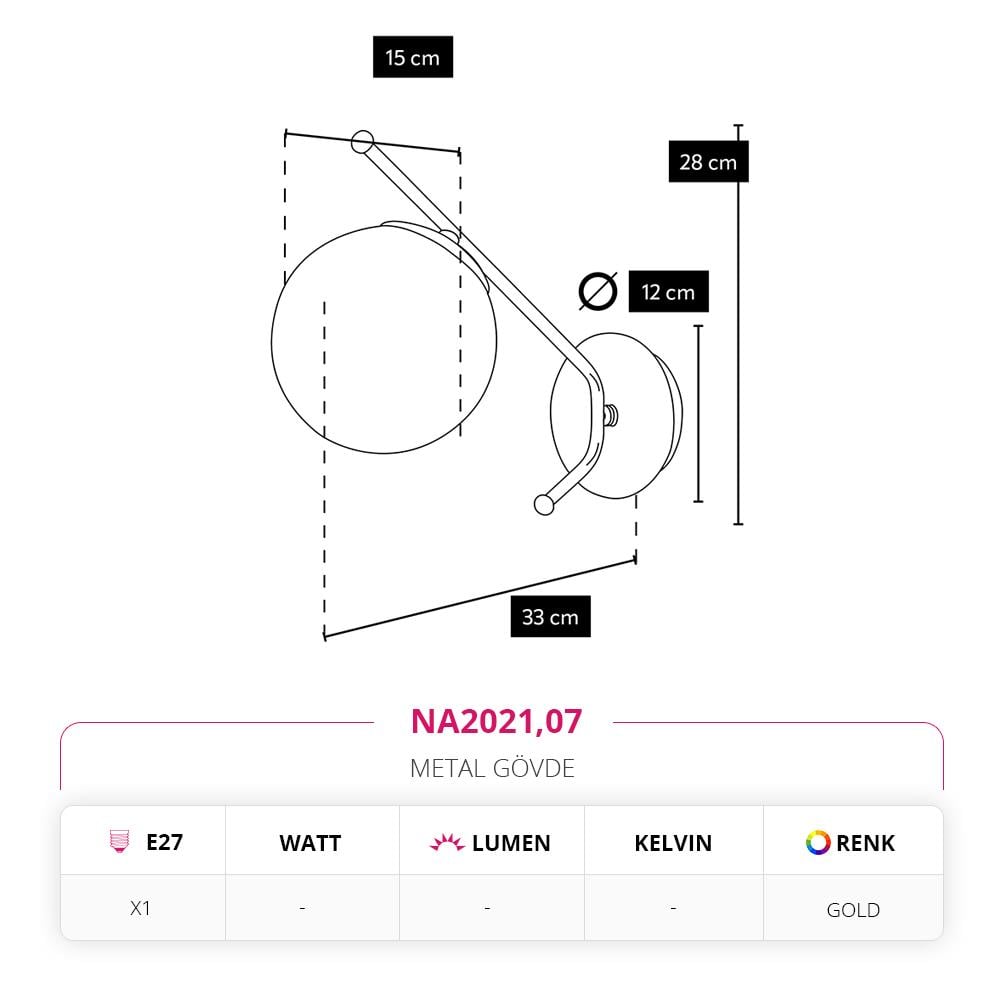Nevo Dekoratif İç Mekan Aplik Gold NA2021