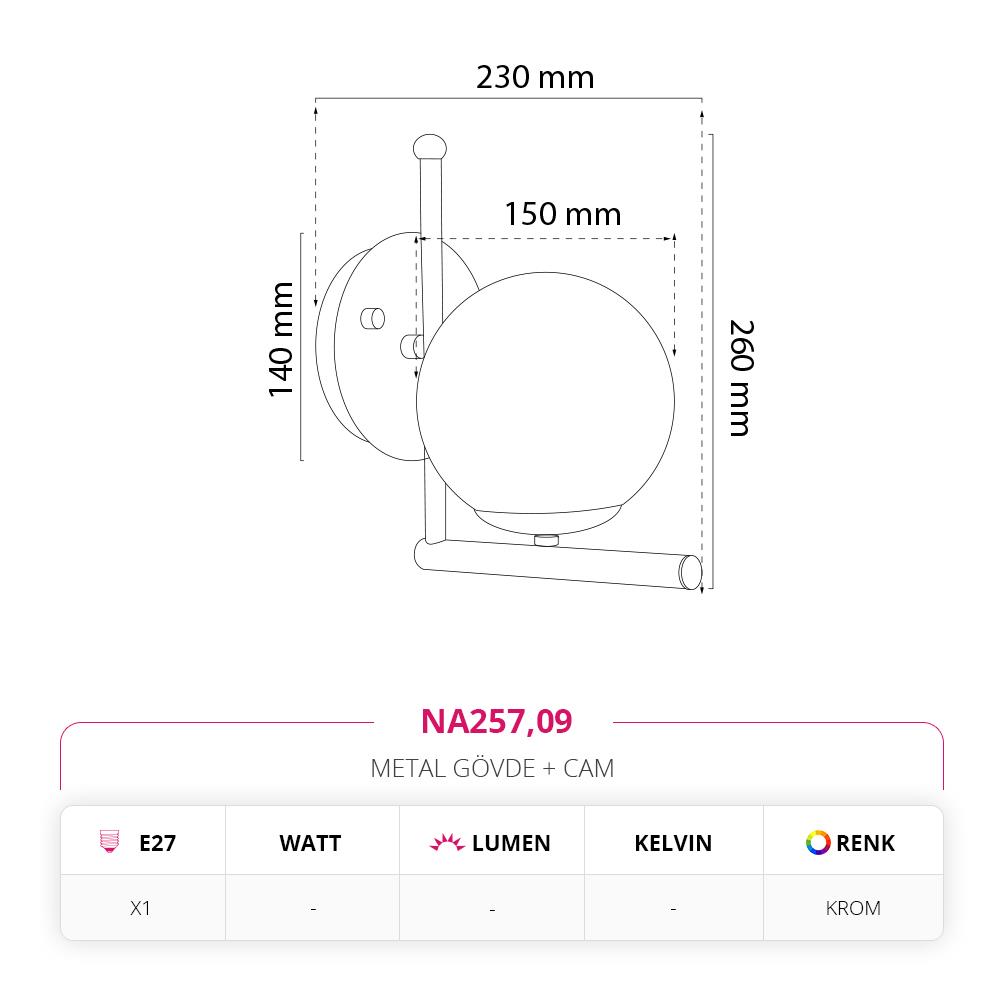 Nevo Dekoratif İç Mekan Aplik Krom NA257