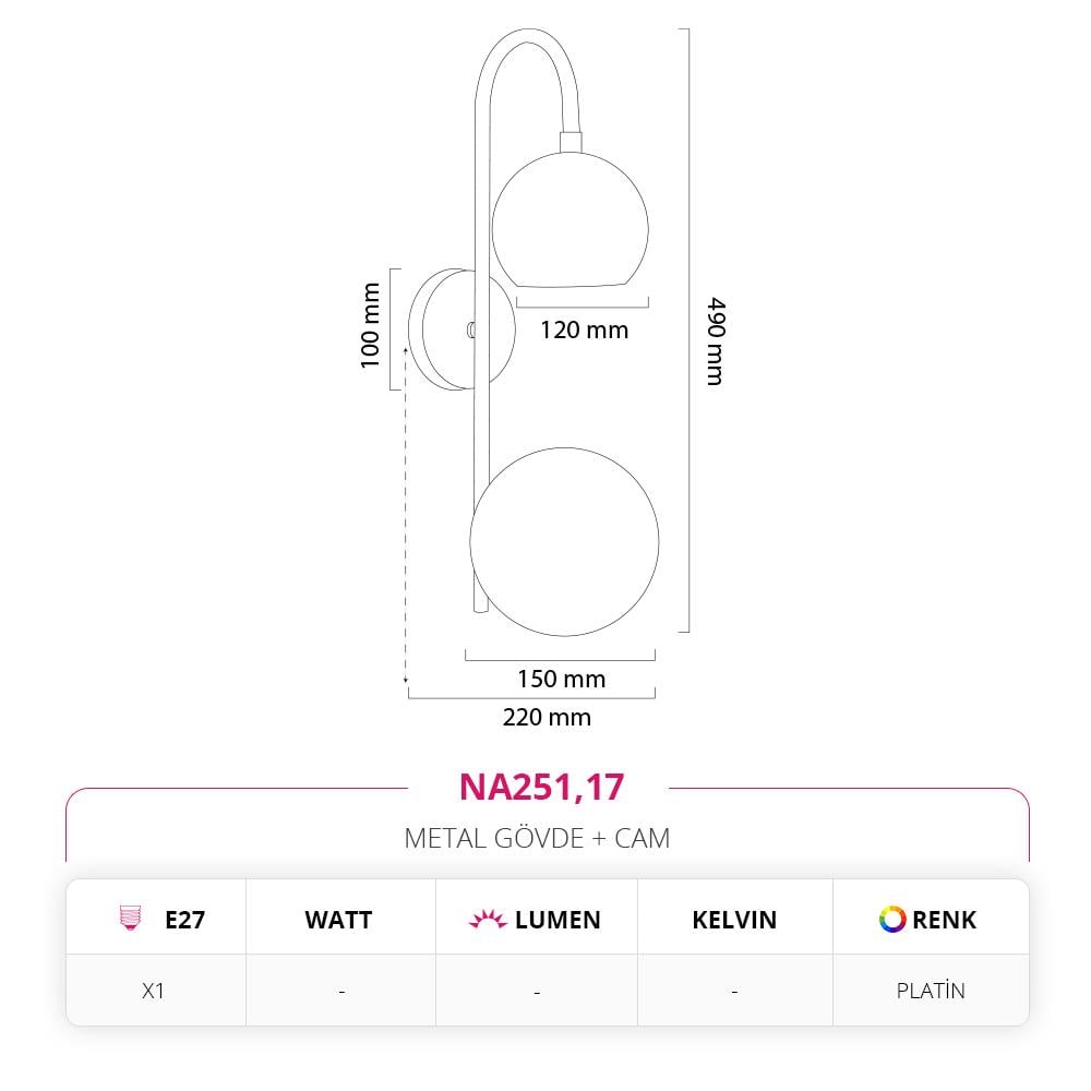 Nevo Dekoratif İç Mekan Aplik Platin NA251