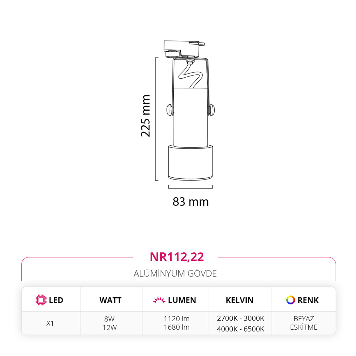 Nevo Dekoratif Ray Spot Beyaz Eskitme NR112