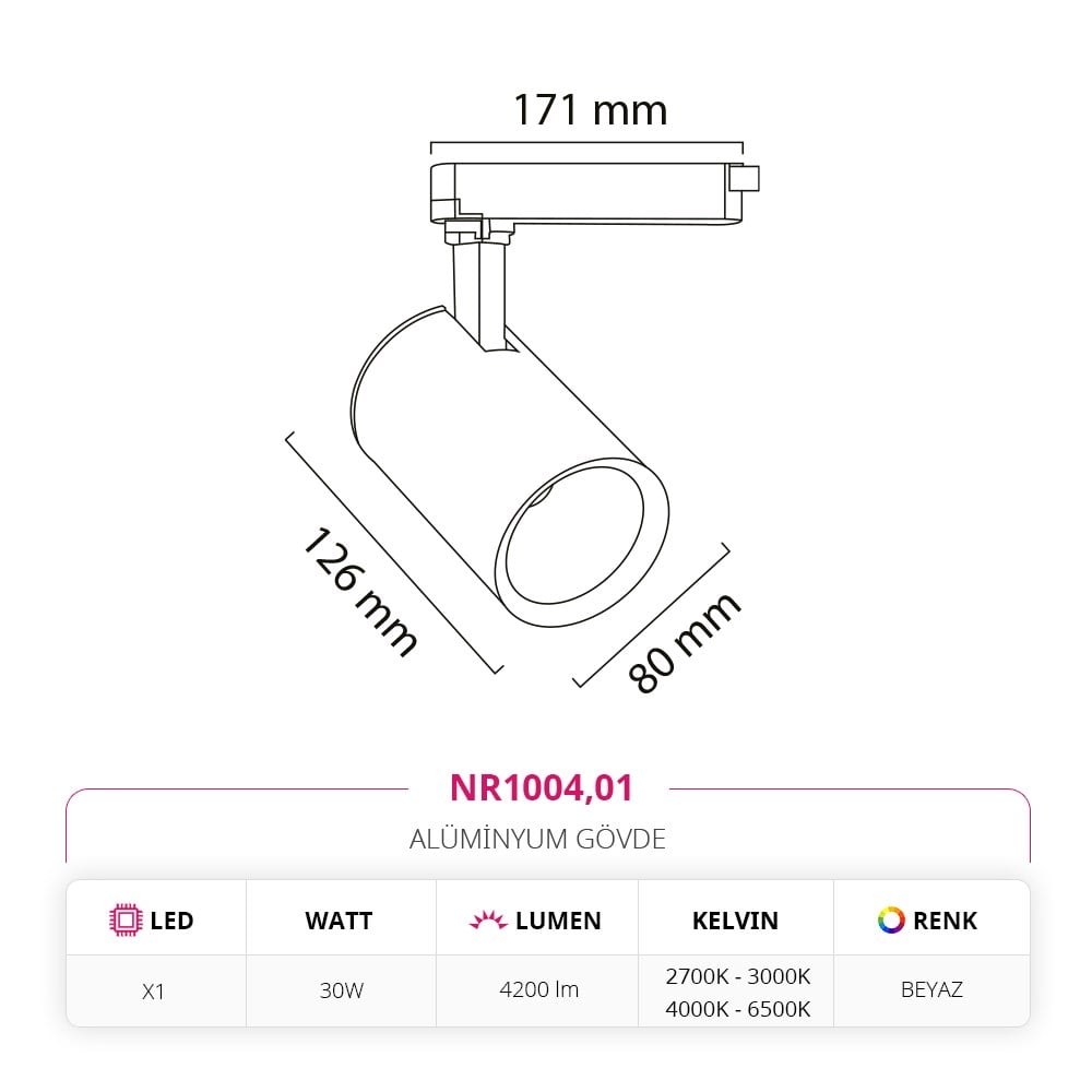 Nevo Dekoratif Ray Spot Beyaz NR1004