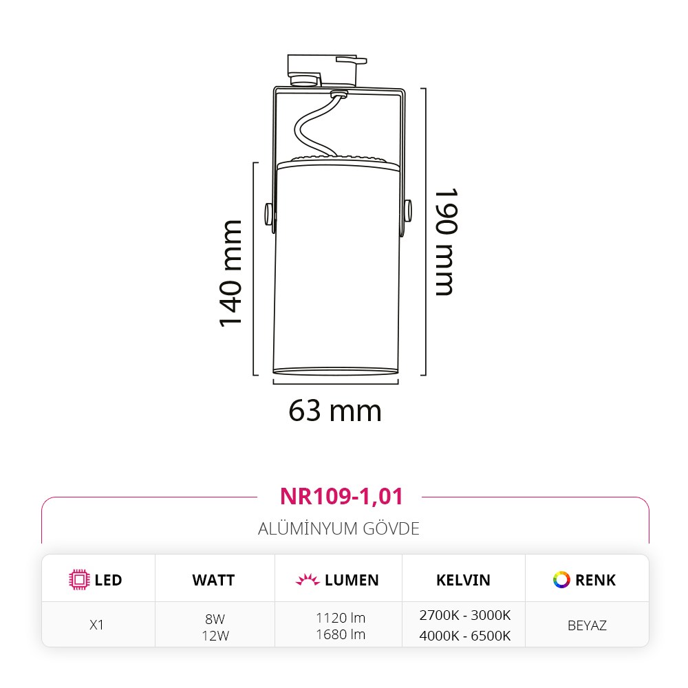 Nevo Dekoratif Ray Spot Beyaz NR109-1