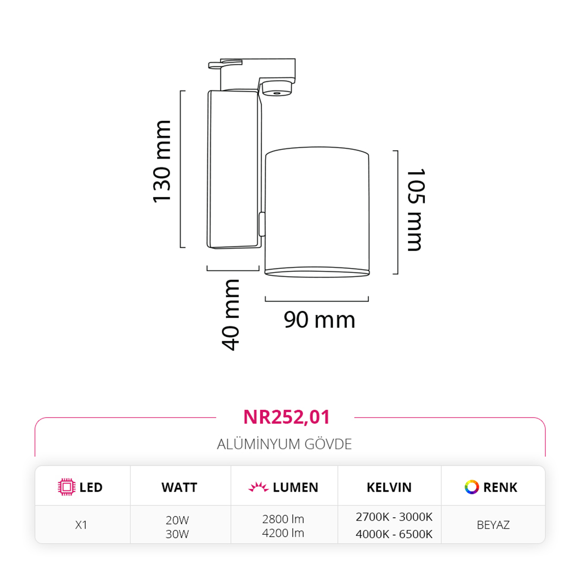 Nevo Dekoratif Ray Spot Beyaz NR252