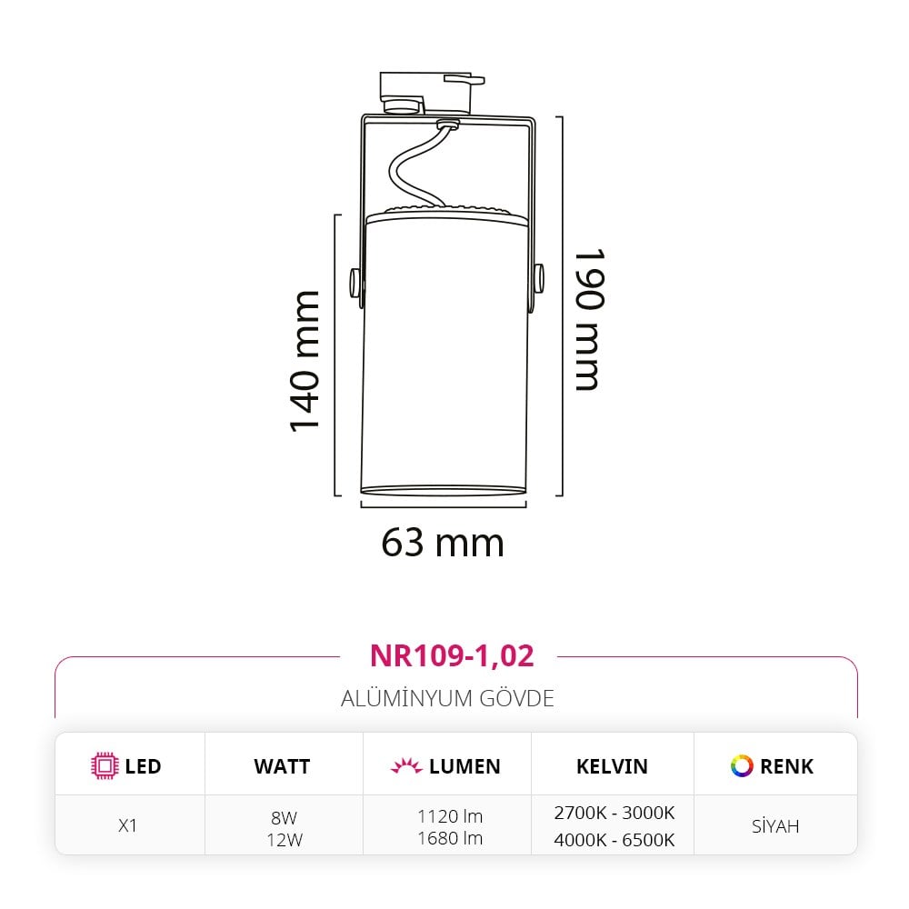 Nevo Dekoratif Ray Spot Siyah NR109-1