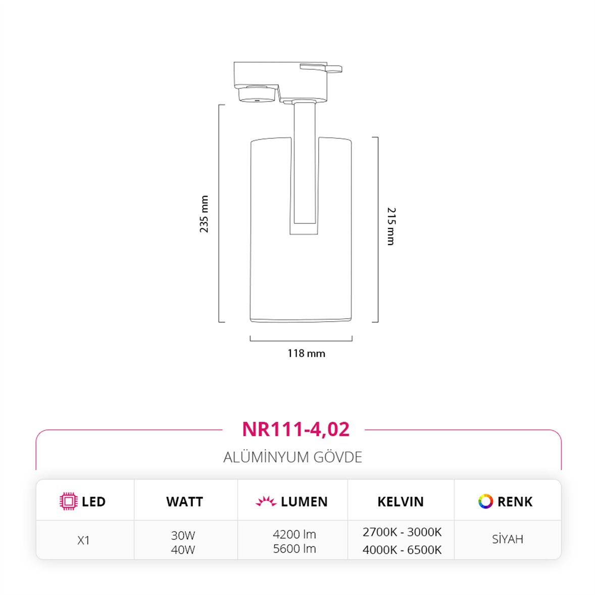 Nevo Dekoratif Ray Spot Siyah NR111-4