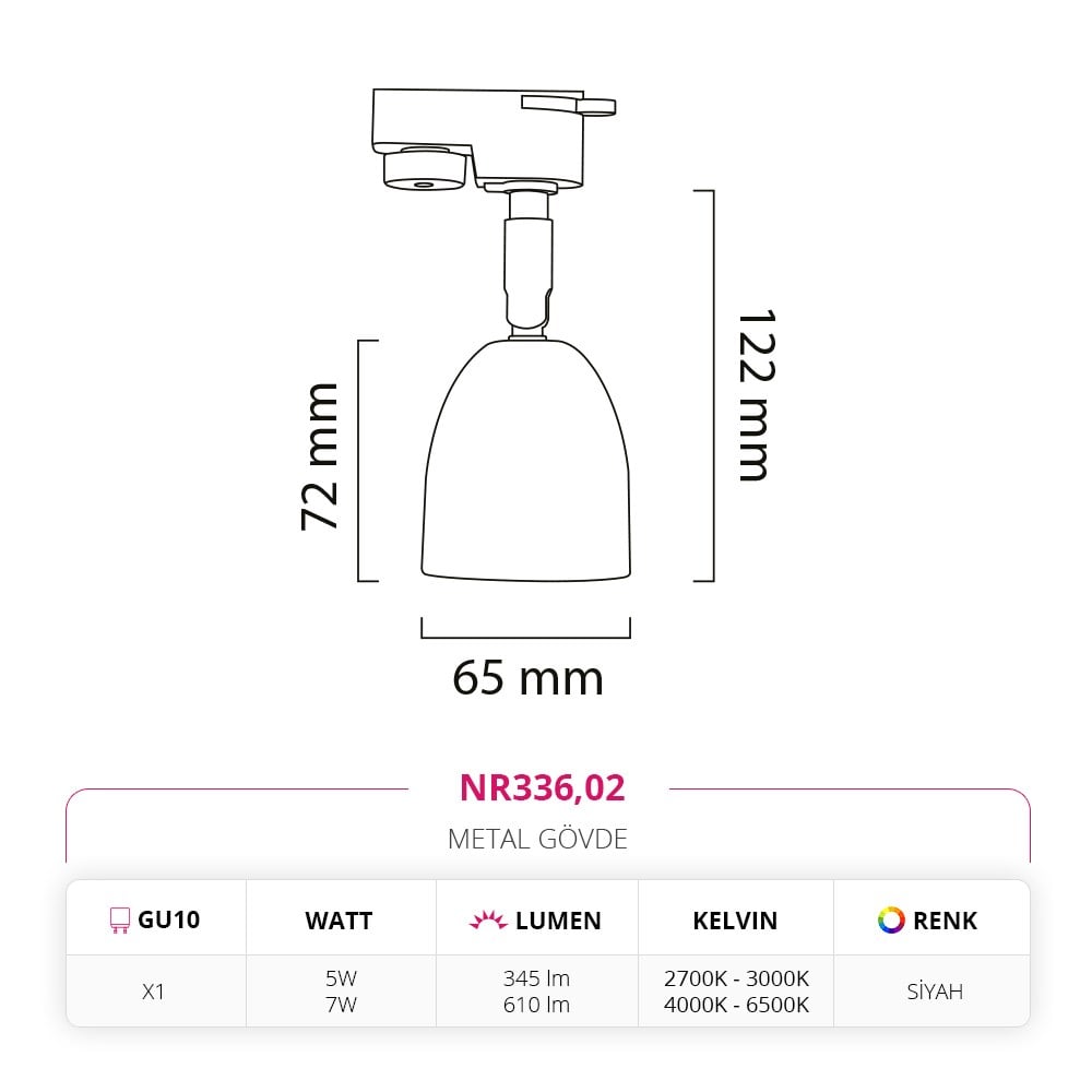 Nevo Dekoratif Ray Spot Siyah NR336