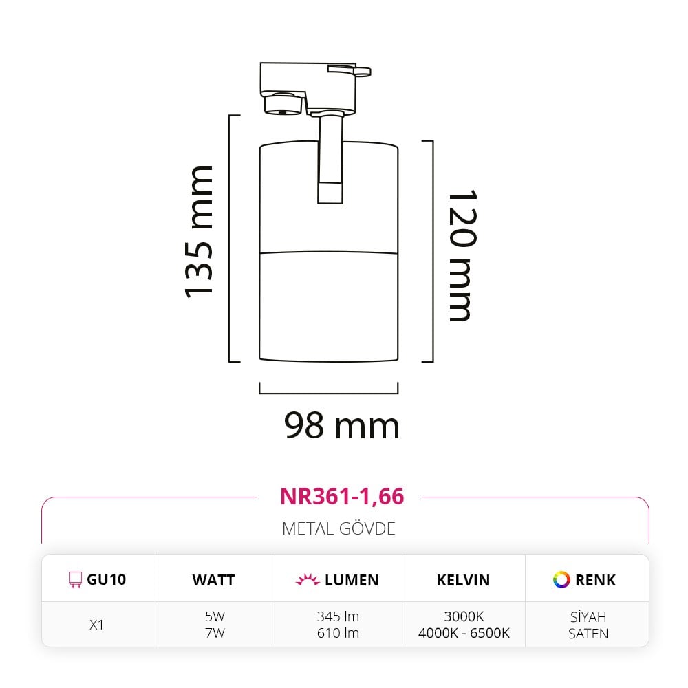Nevo Dekoratif Ray Spot Siyah Saten NR361-1
