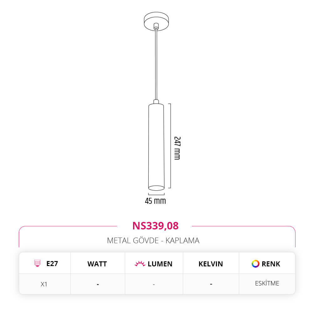 Nevo Dekoratif Tekli Sarkıt NS339-3,08
