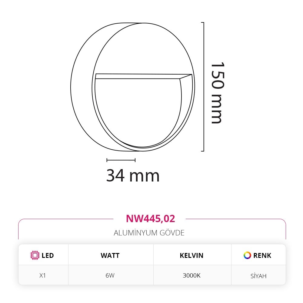 Nevo Dış Mekan Aplik Siyah NW445