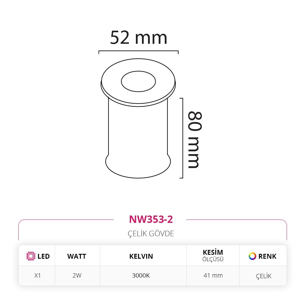 Nevo Dış Mekan Sıva Altı Yer Armatürü NW353-2