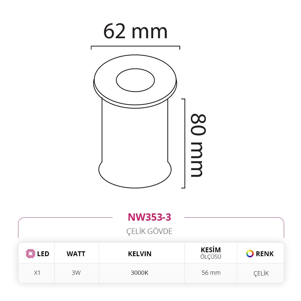 Nevo Dış Mekan Sıva Altı Yer Armatürü NW353-3