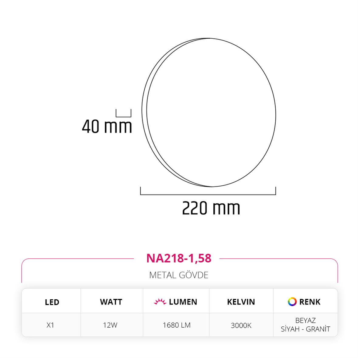Nevo İç Mekan Aplik Beyaz Siyah Granit NA218-1