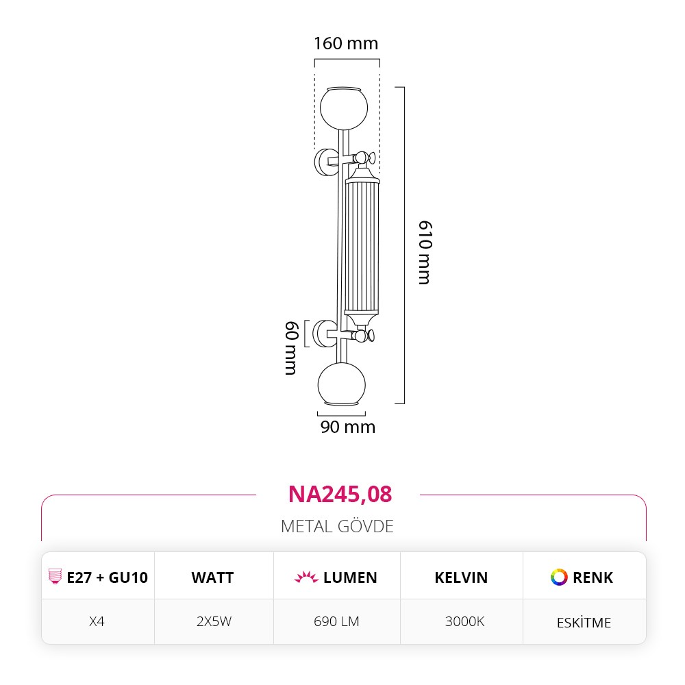 Nevo İç Mekan Aplik Eskitme NA245