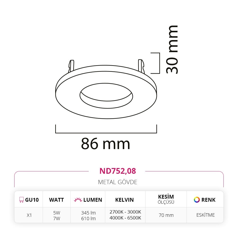 Nevo Sıva Altı Banyo Spot Eskitme ND752