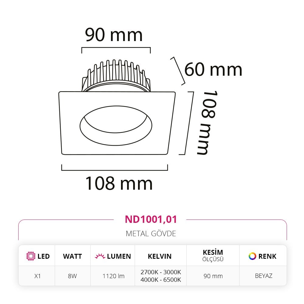 Nevo Sıva Altı Led Spot Beyaz ND1001