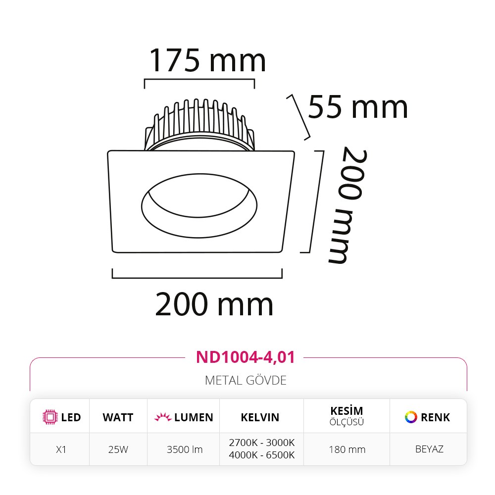 Nevo Sıva Altı Led Spot Beyaz ND1004-4