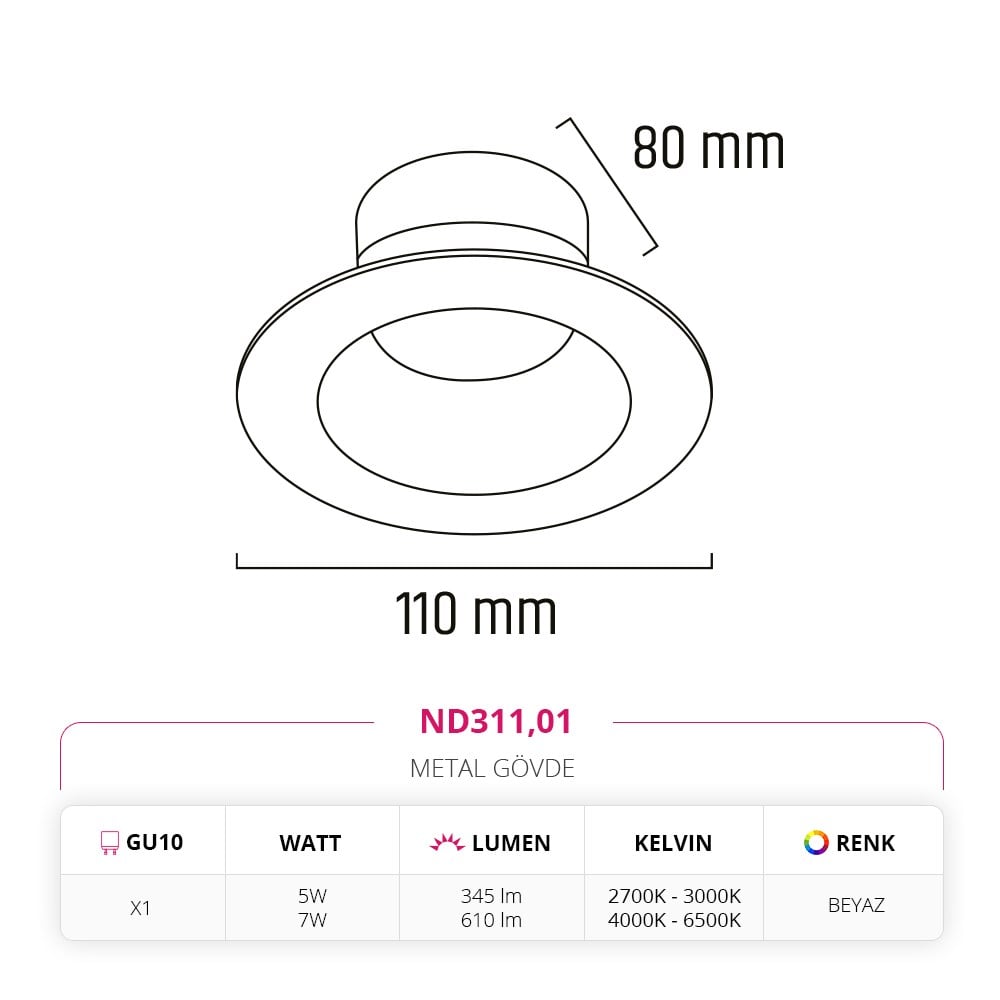 Nevo Sıva Altı Led Spot Beyaz ND311