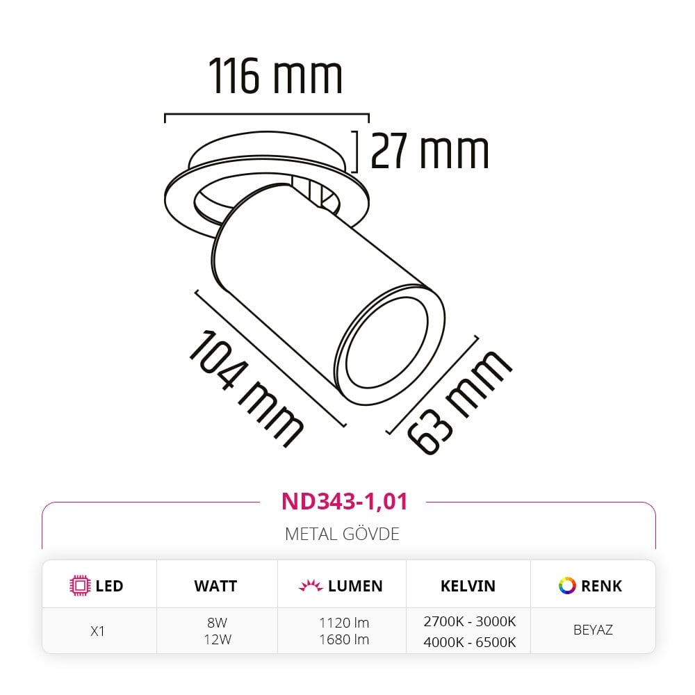 Nevo Sıva Altı Led Spot Beyaz ND343-1