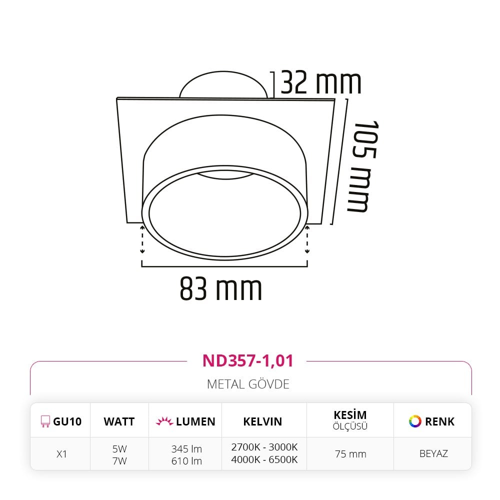 Nevo Sıva Altı Led Spot Beyaz ND357-1