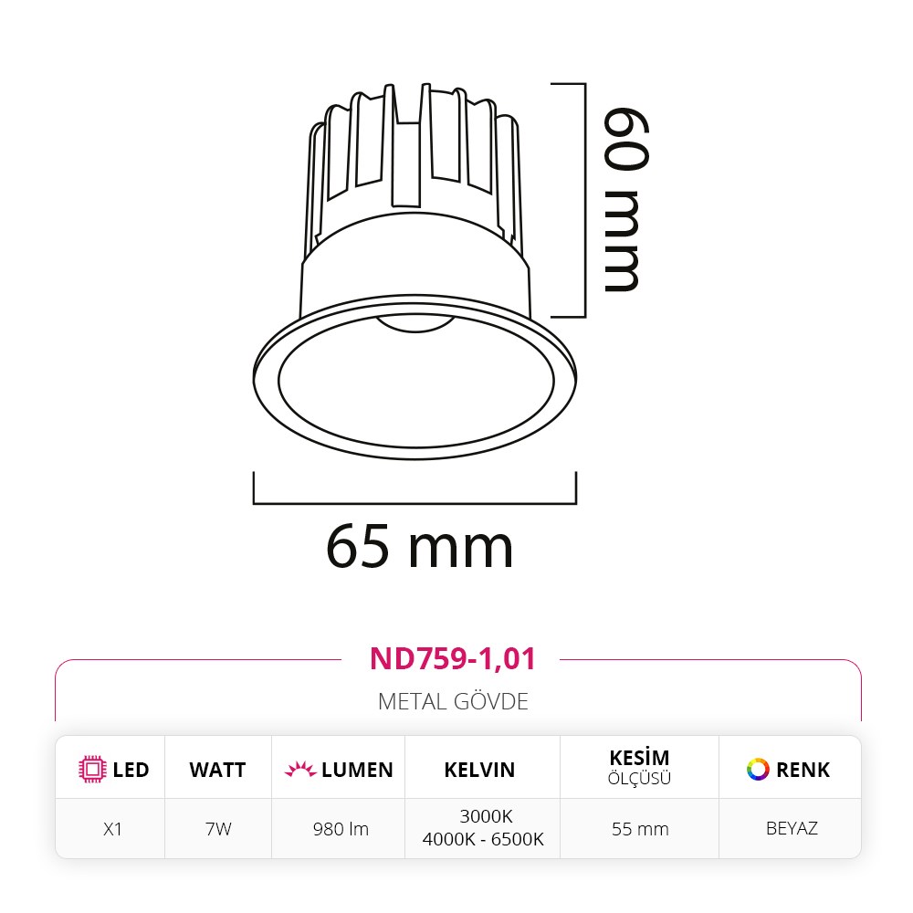 Nevo Sıva Altı Led Spot Beyaz ND759-1