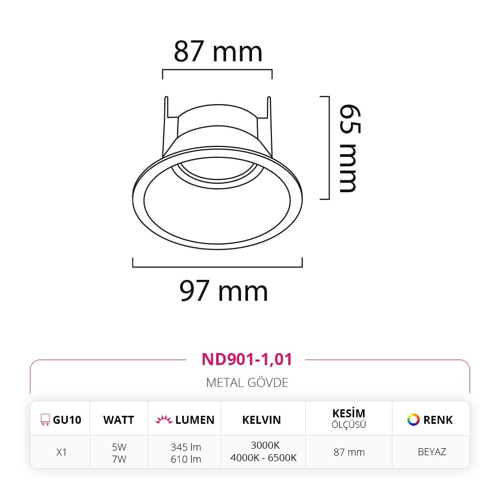 Nevo Sıva Altı Led Spot Beyaz ND901-1
