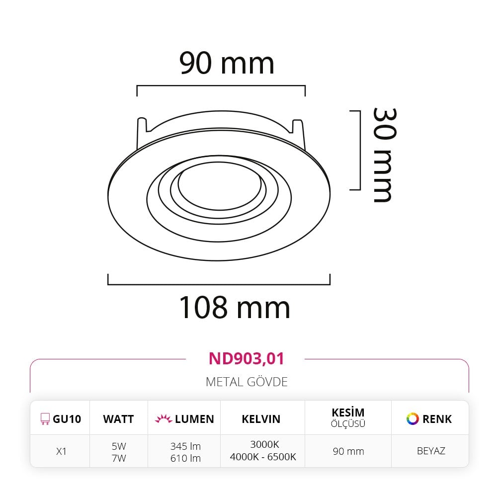 Nevo Sıva Altı Led Spot Beyaz ND903