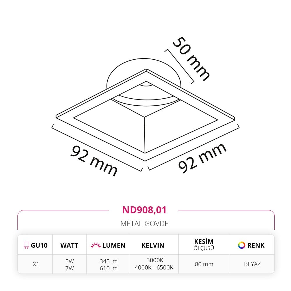Nevo Sıva Altı Led Spot Beyaz ND908