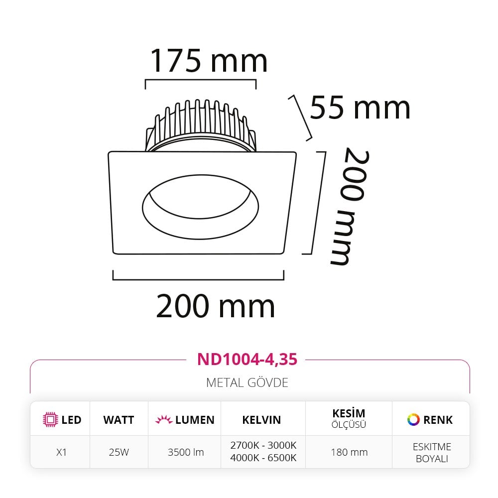 Nevo Sıva Altı Led Spot Eskitme Boyalı ND1004-4