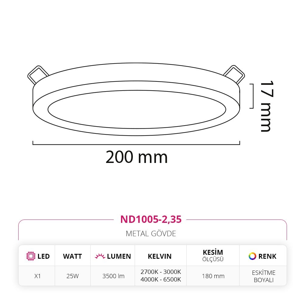 Nevo Sıva Altı Led Spot Eskitme Boyalı ND1005-2