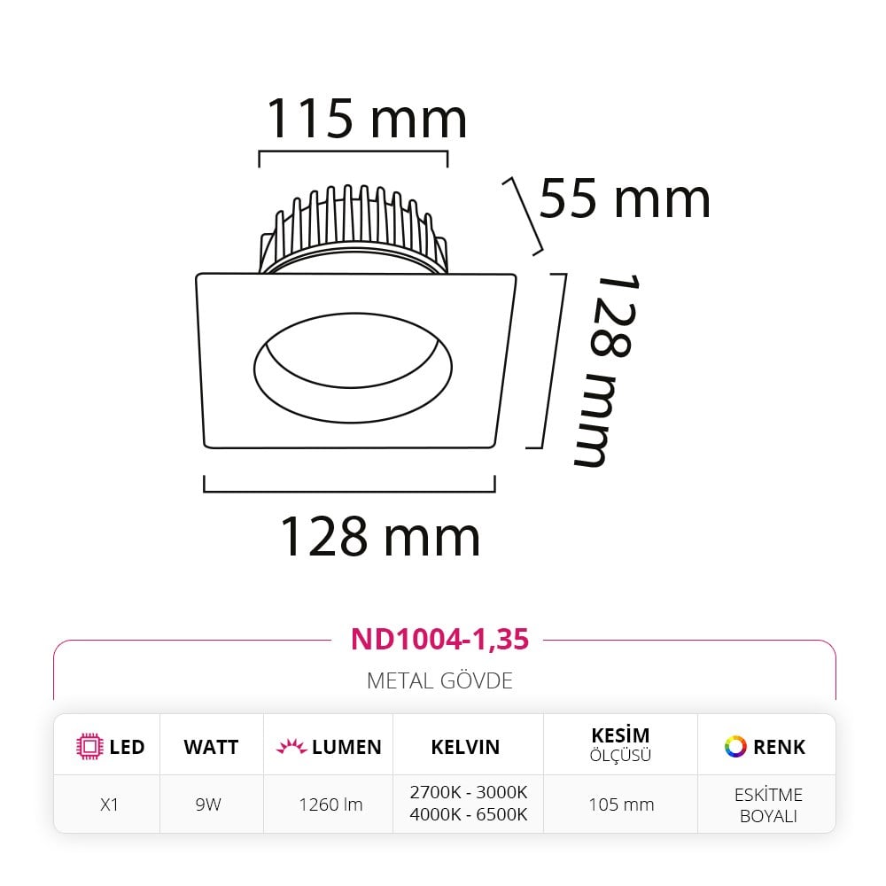 Nevo Sıva Altı Led Spot Eskitme Boyalı ND1004-1