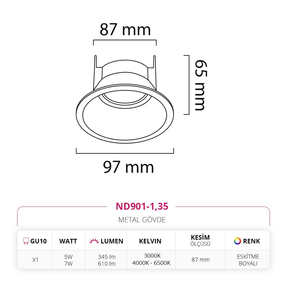 Nevo Sıva Altı Led Spot Eskitme Boyalı ND901-1