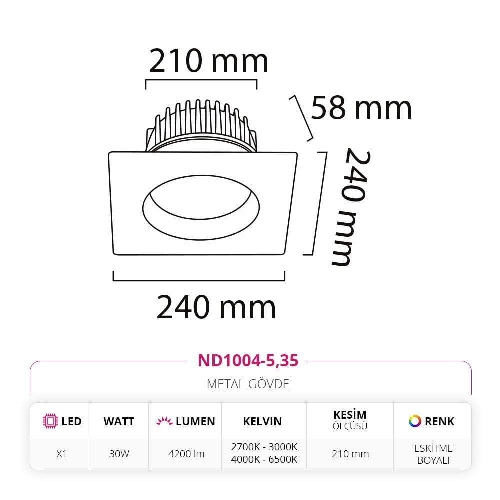 Nevo Sıva Altı Led Spot Eskitme Boyalı ND1004-5
