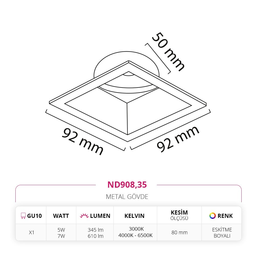Nevo Sıva Altı Led Spot Eskitme Boyalı ND908