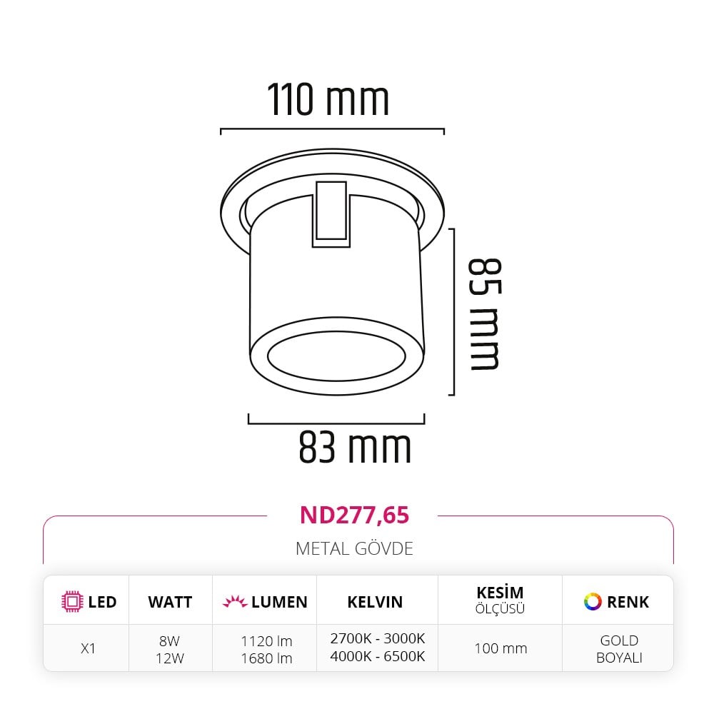 Nevo Sıva Altı Led Spot Eskitme ND277